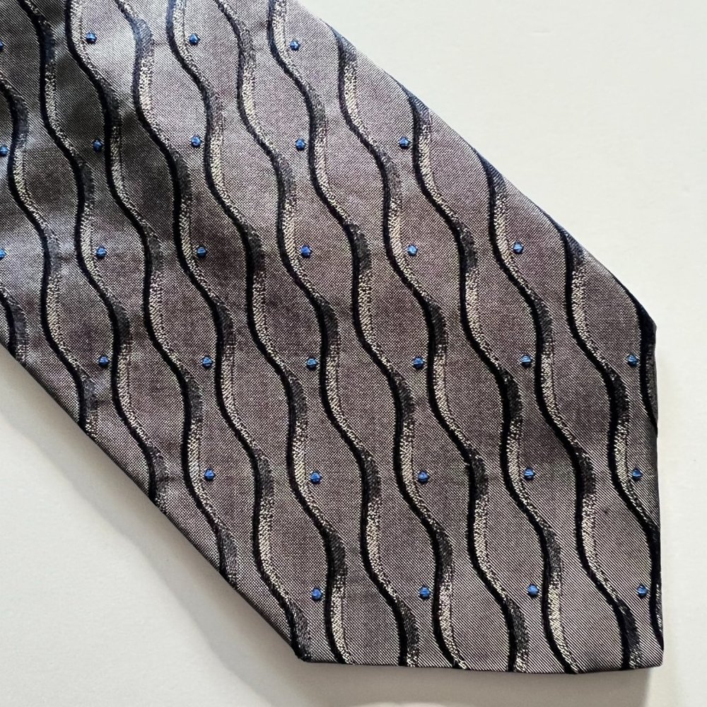 PRINCIPE Italian Silk Tie Silver/Grey/Blue EUC
